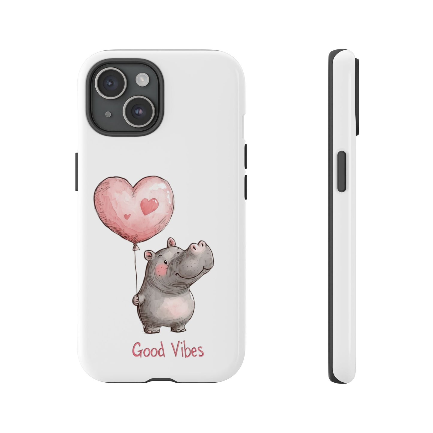 Cute Hippo Phone Case - Good Vibes Design, Animal Lover Gift, Fun Accessory, Birthday Present, Phone Accessories