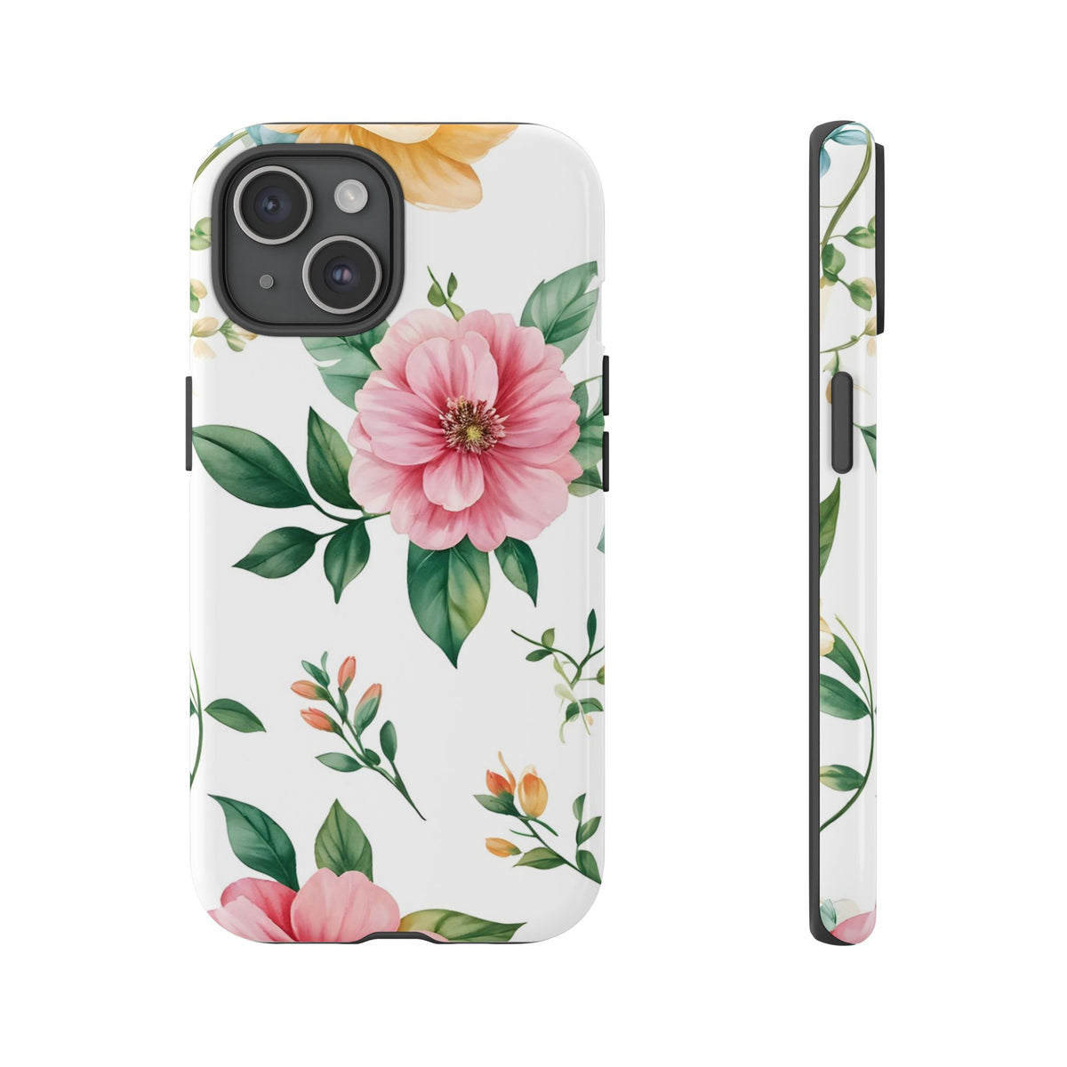 Floral Tough Phone Case — Pink Peony Protective Phone Cover