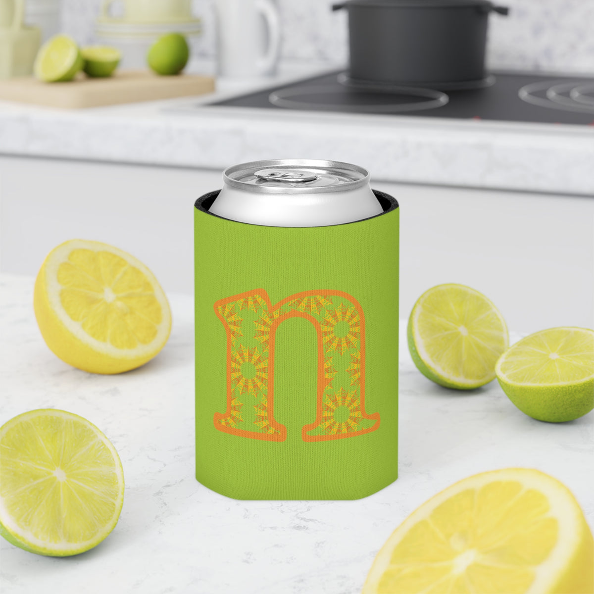 Vibrant Initial Can Cooler, Personalized Party Favor, Summer BBQ Accessory, Custom Drink Sleeve, Gift for Him/Her