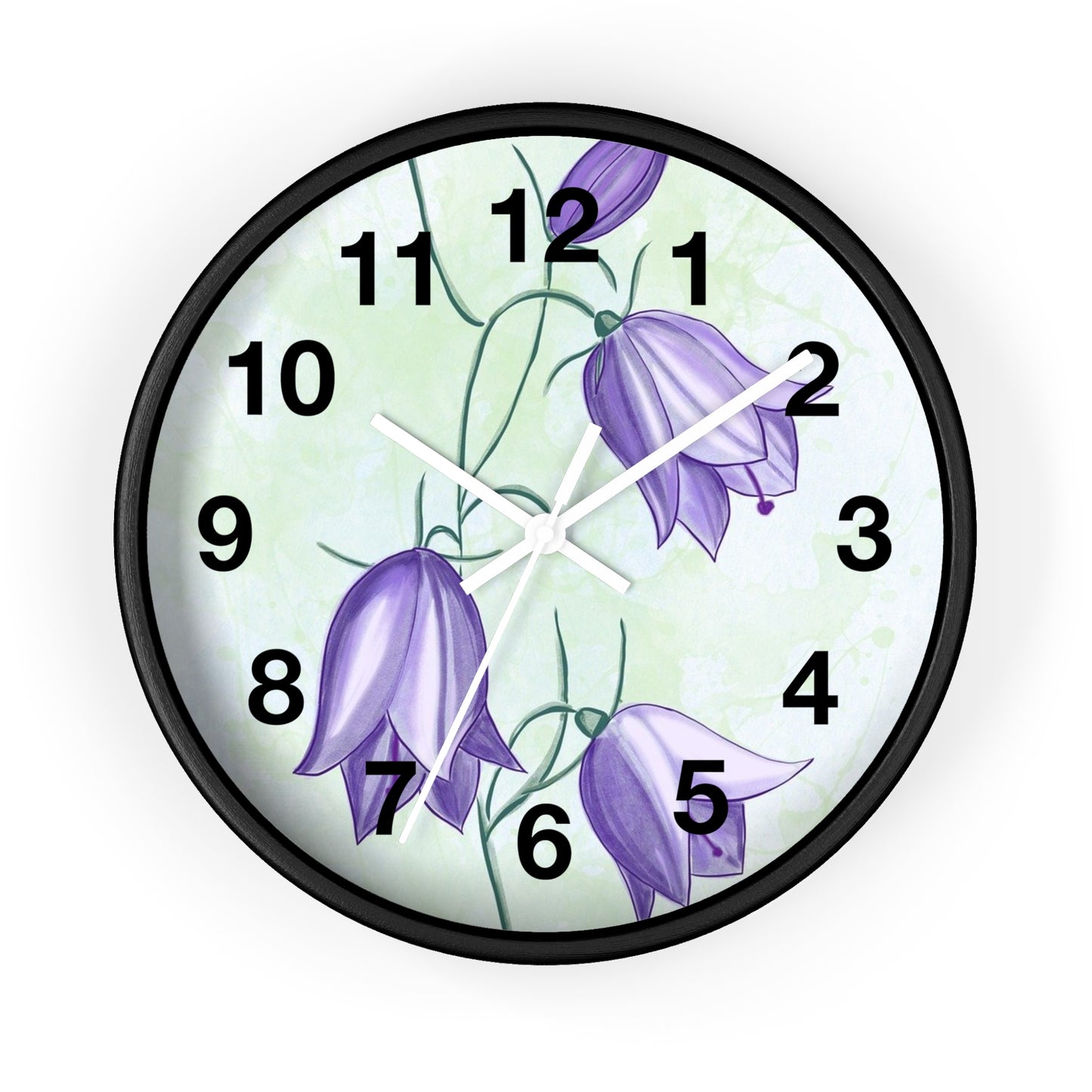 Floral Wall Clock with Purple Blooms, Elegant Home Decor, Timeless Gift, Botanical Wall Art, Perfect for Mother's Day, Spring Decor