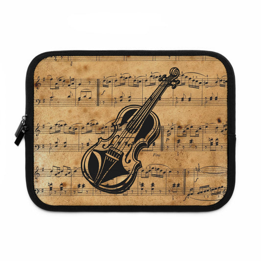 Vintage Music Laptop Sleeve with Violin Design