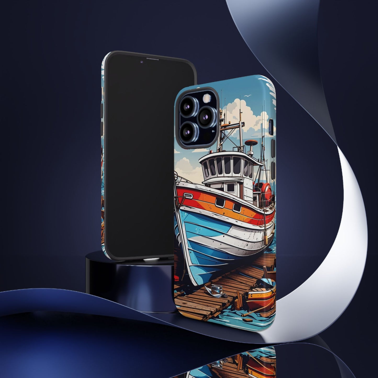 Colorful Fishing Boat Phone Case | Nautical Gift, Marine Design, Coastal Aesthetic, Summer Vibes, Sea Lover's Accessory