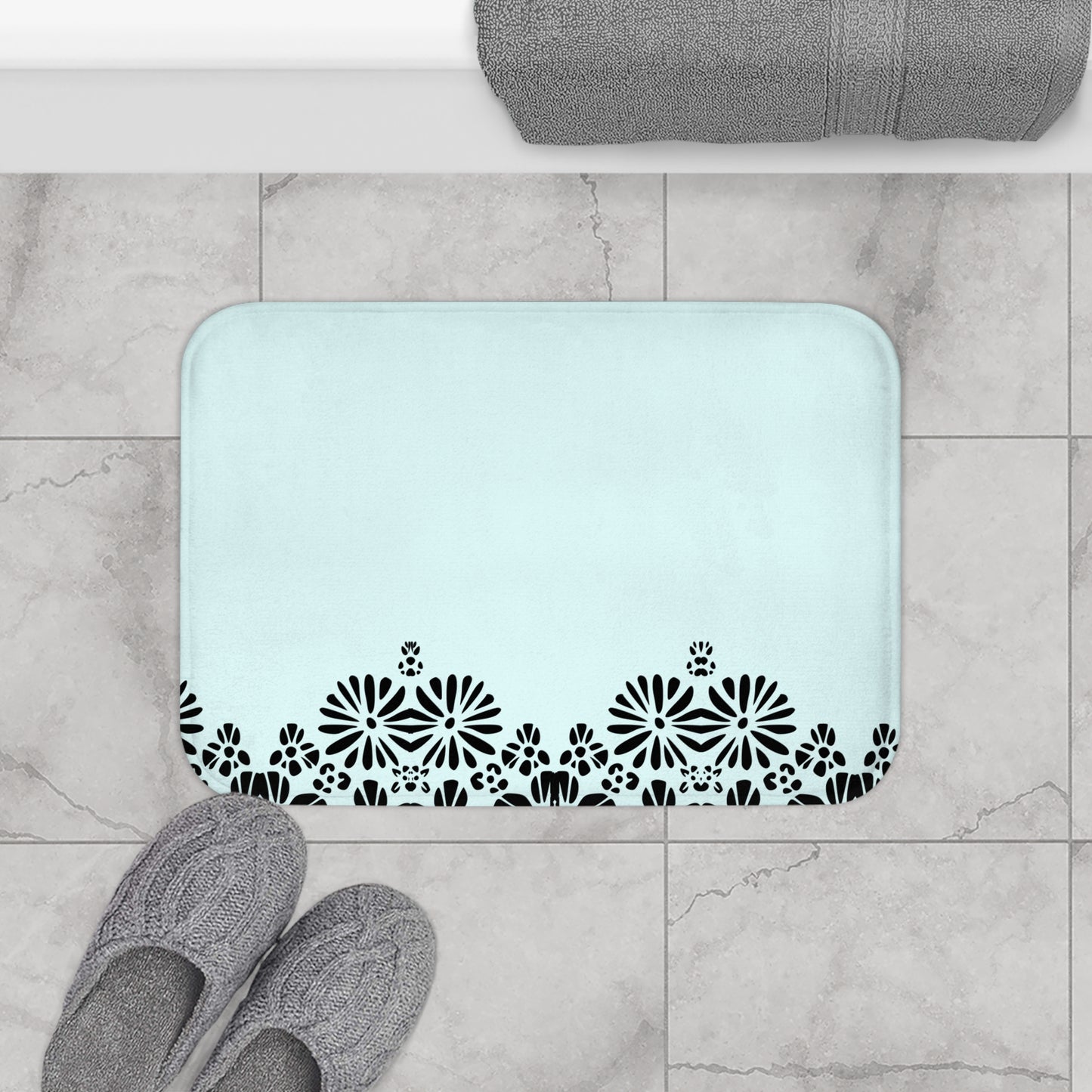 Floral Elegance Bath Mat - Chic Bathroom Decor, Home Spa Essentials, Gift for Her, Modern Design, Cozy Comfort