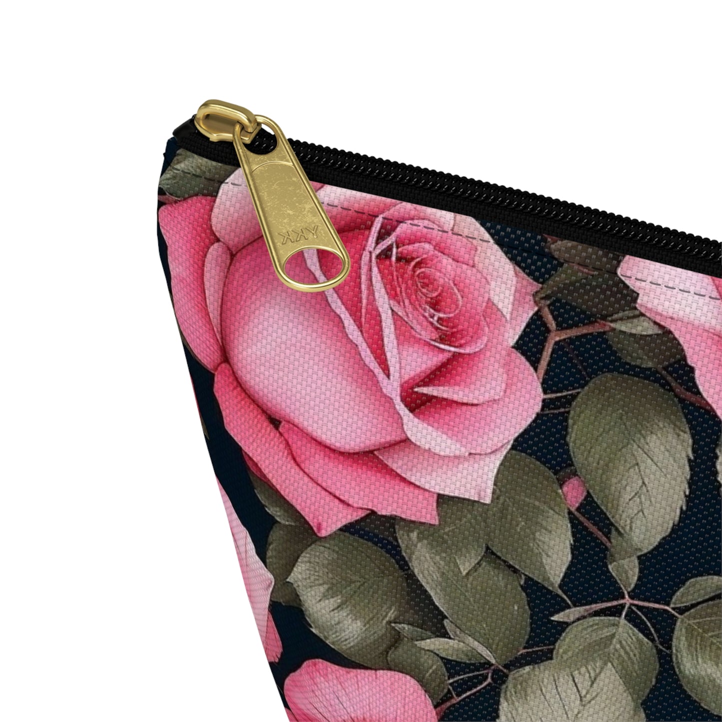 Floral Accessory Pouch, Pink Rose Makeup Bag, Travel Toiletry Case, Elegant Flower Pouch, Gift for Her