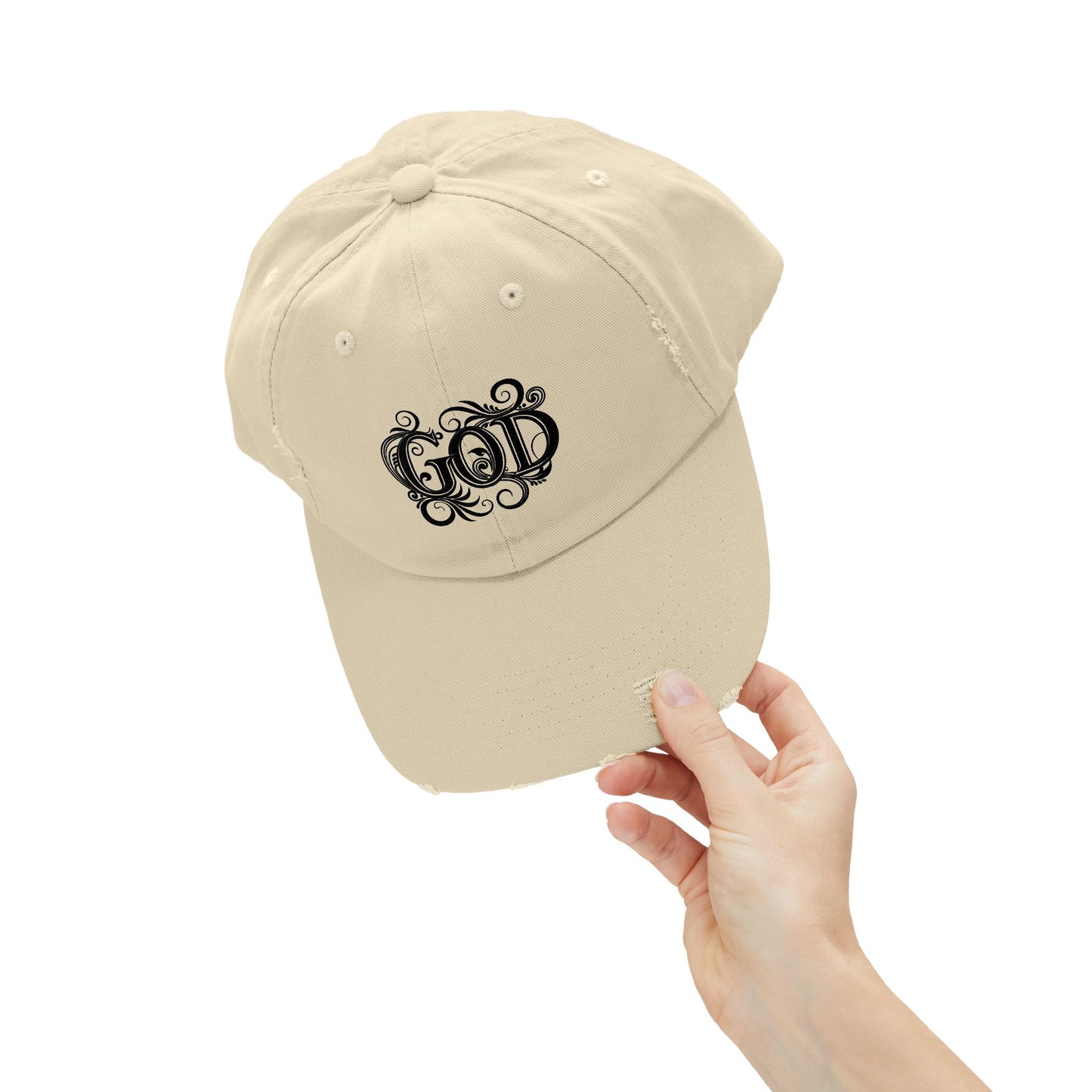 Distressed God Cap, Unisex Casual Hat, Trendy Vintage Cap, Faith Inspired Headwear, Gift for Religious Devotees