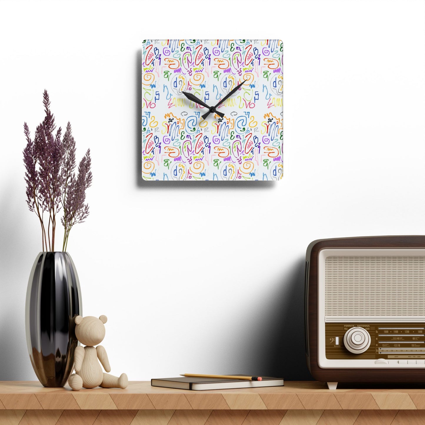 Colorful Abstract Acrylic Wall Clock, Modern Home Décor, Unique Gift, Vibrant Wall Art, Playful Timepiece, Artistic Clock