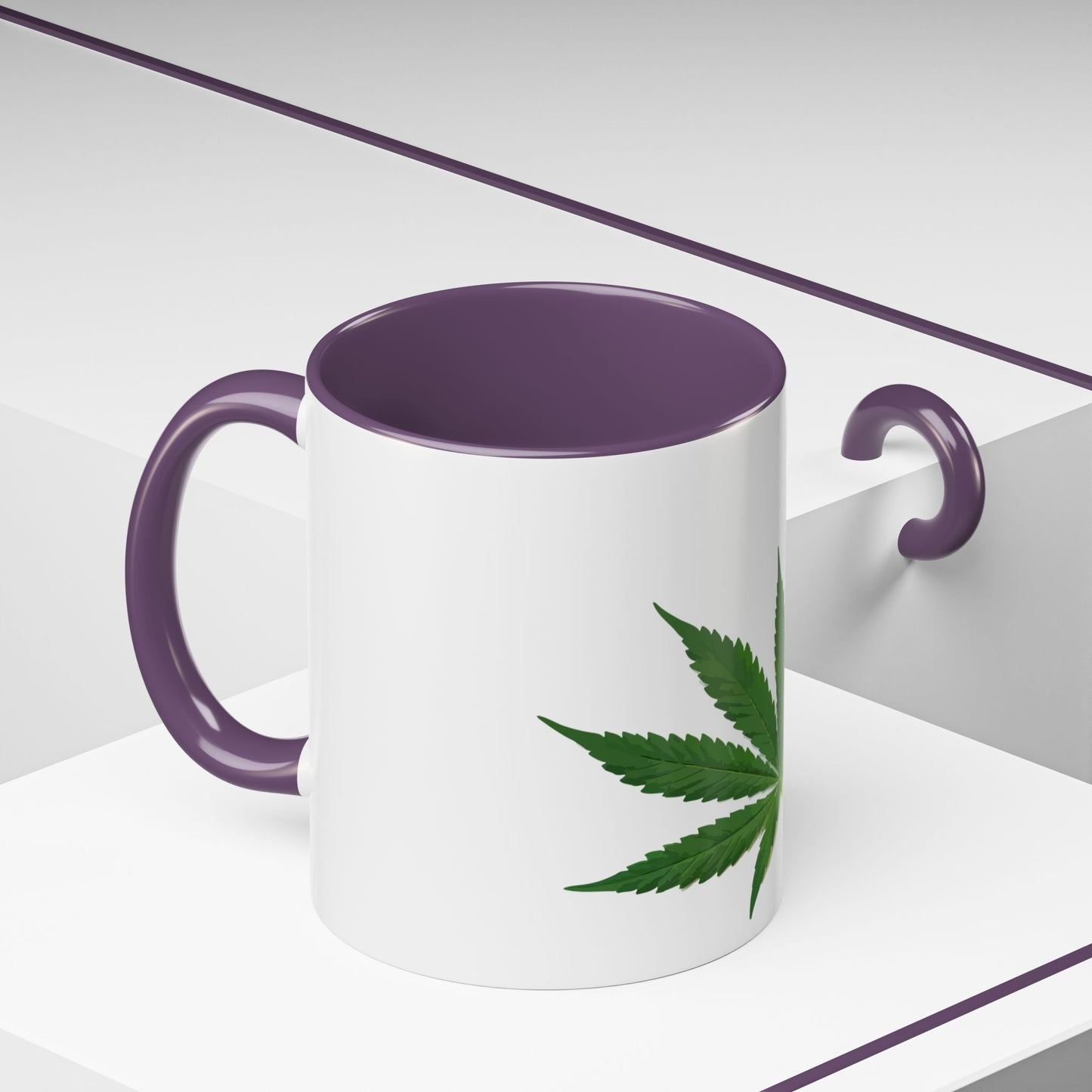 Marijuana Leaf Accent Coffee Mug | Cannabis Lover's Gift, Unique Coffee Cup, Pothead Mug, Stoner Gift Idea, Greenery Decor