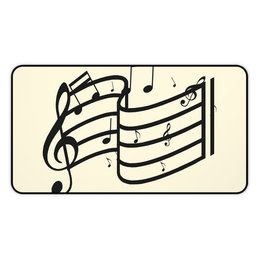 Music Notes Desk Mat – Musical Staff & Treble Clef Mouse Pad