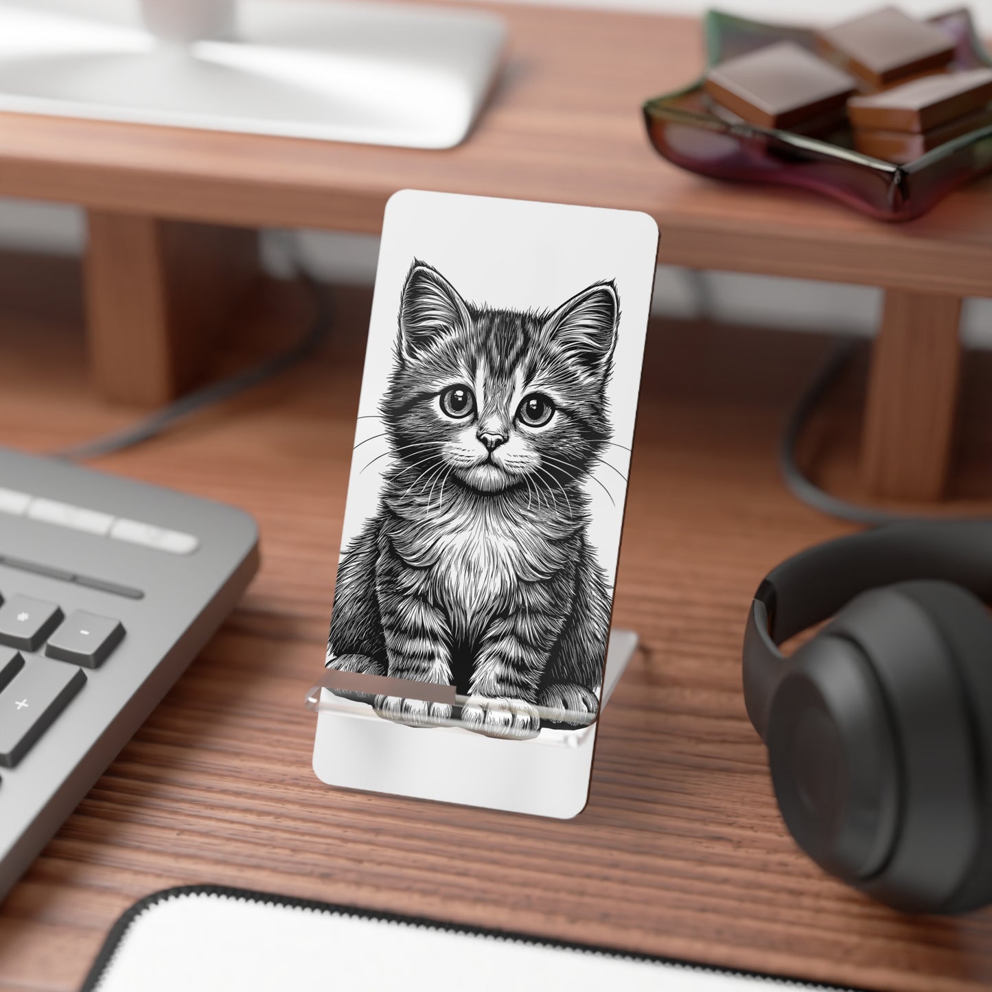 Cute Cat Mobile Display Stand, Smartphone Holder, Cat Lover Gift, Desk Organizer, Pet Lover Decor