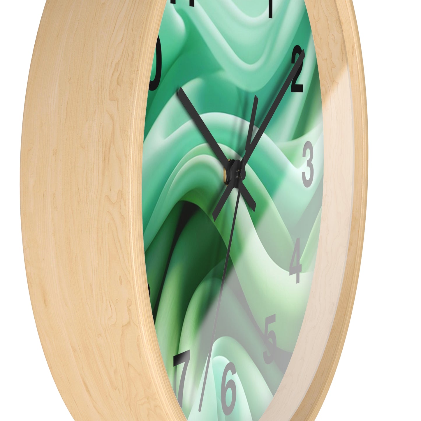 Serene Abstract Green Wall Clock, Modern Home Decor, Relaxing Timepiece, Gifts for Nature Lovers, Minimalist Wall Art