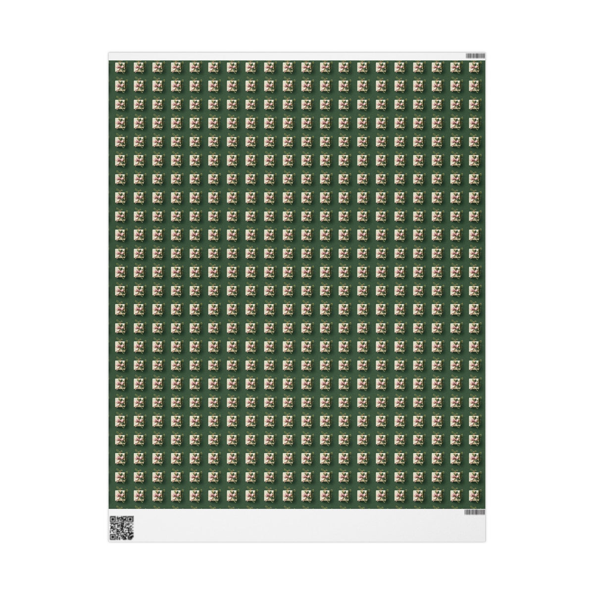 Holiday Floral Gift Wrap — Green Lily Pattern Wrapping Paper Roll
