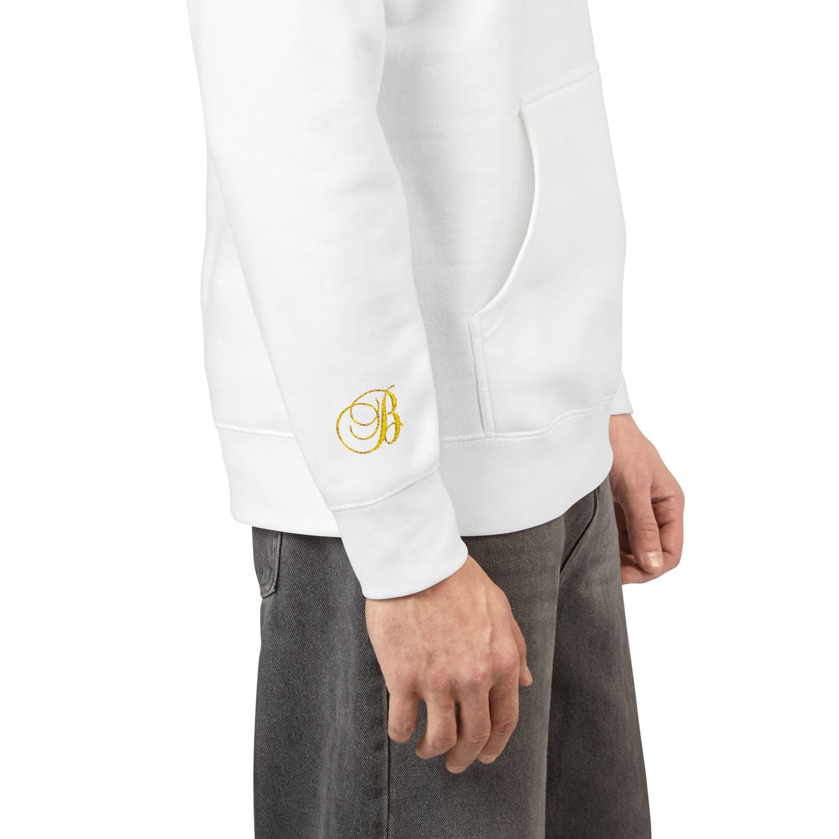 Coral Gold Floral Initial Hoodie — Monogram 'B' Casual Pullover
