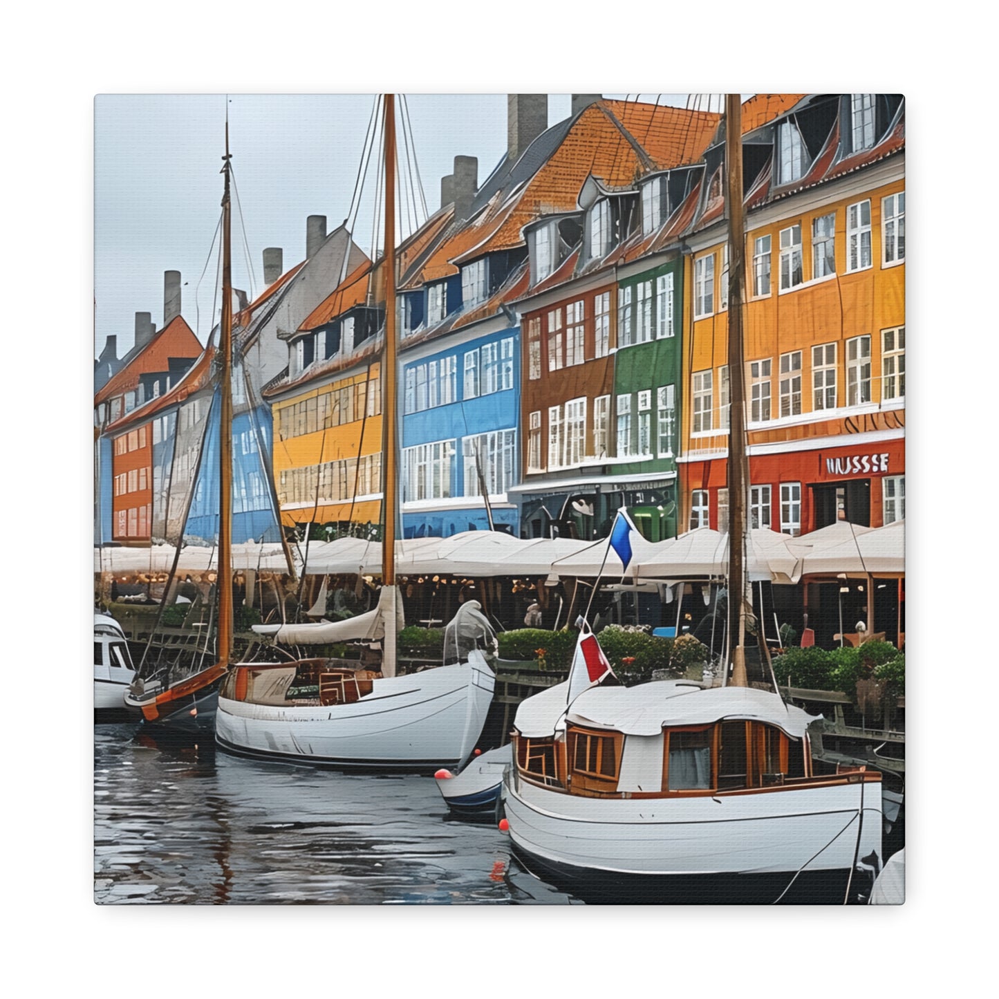 Coastal Canvas Print, Vibrant Harbor Art, Nautical Home Decor, Gift for Sailors, Maritime Wall Art