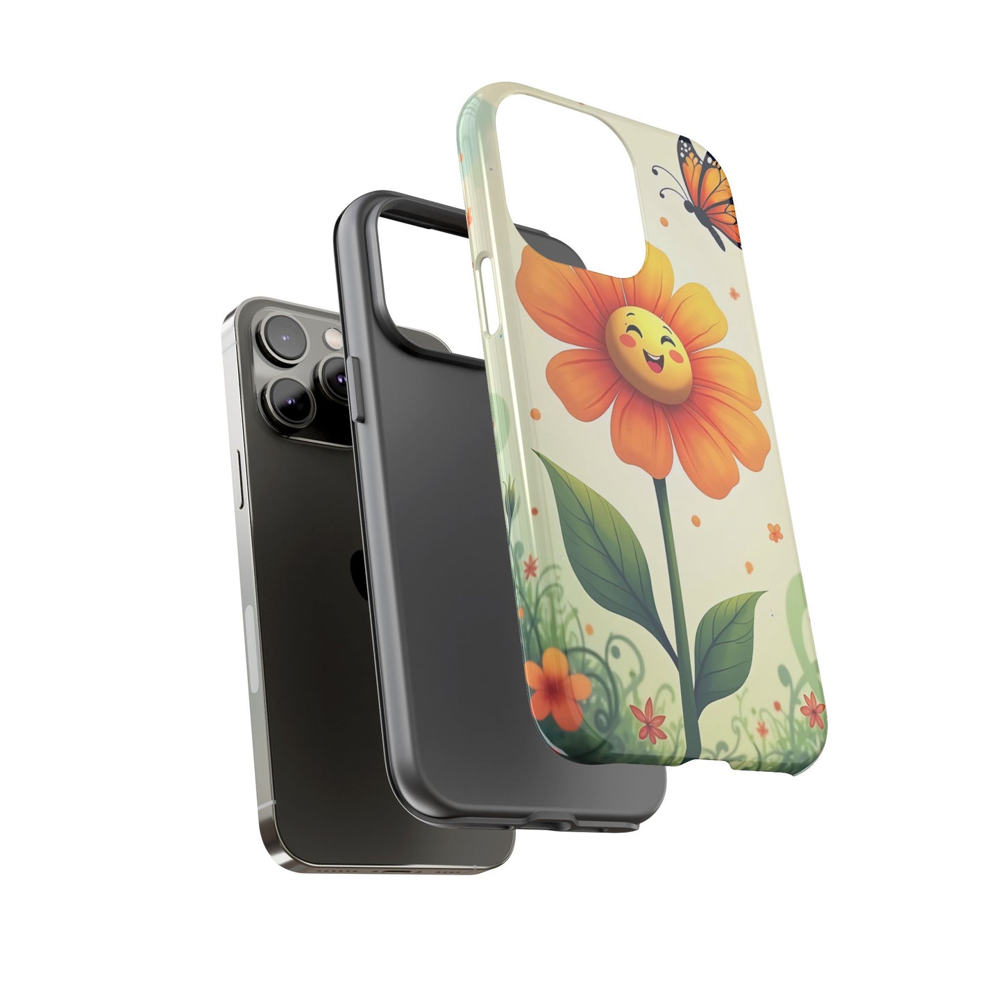 Floral Phone Case with Butterfly Design, Cute Flower Phone Cover for Nature Lovers, Eco-Friendly Gift, Spring Vibes, Birthday Present