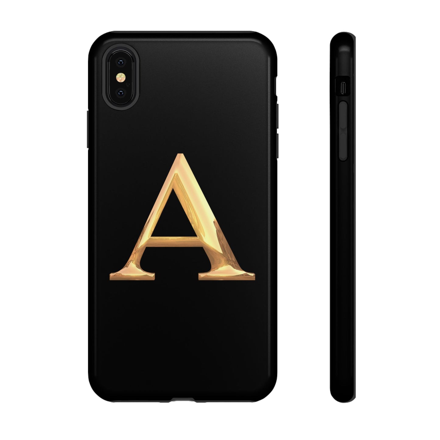 Custom Phone Case with Gold Letter A, Monogrammed Gift, Tough Protective Case, Personalized Phone Accessory, Unique Phone Cover