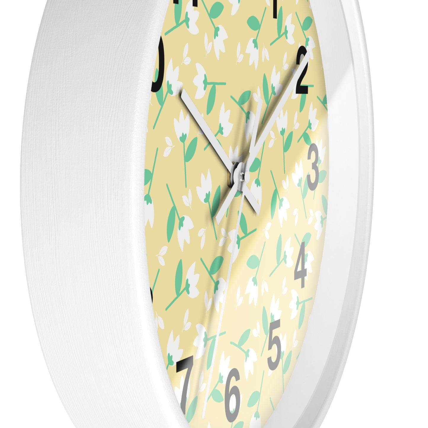 Floral Yellow Wall Clock, Home Decor, Gift for Her, Spring Vibes, Kitchen Accessory, Mother's Day Gift