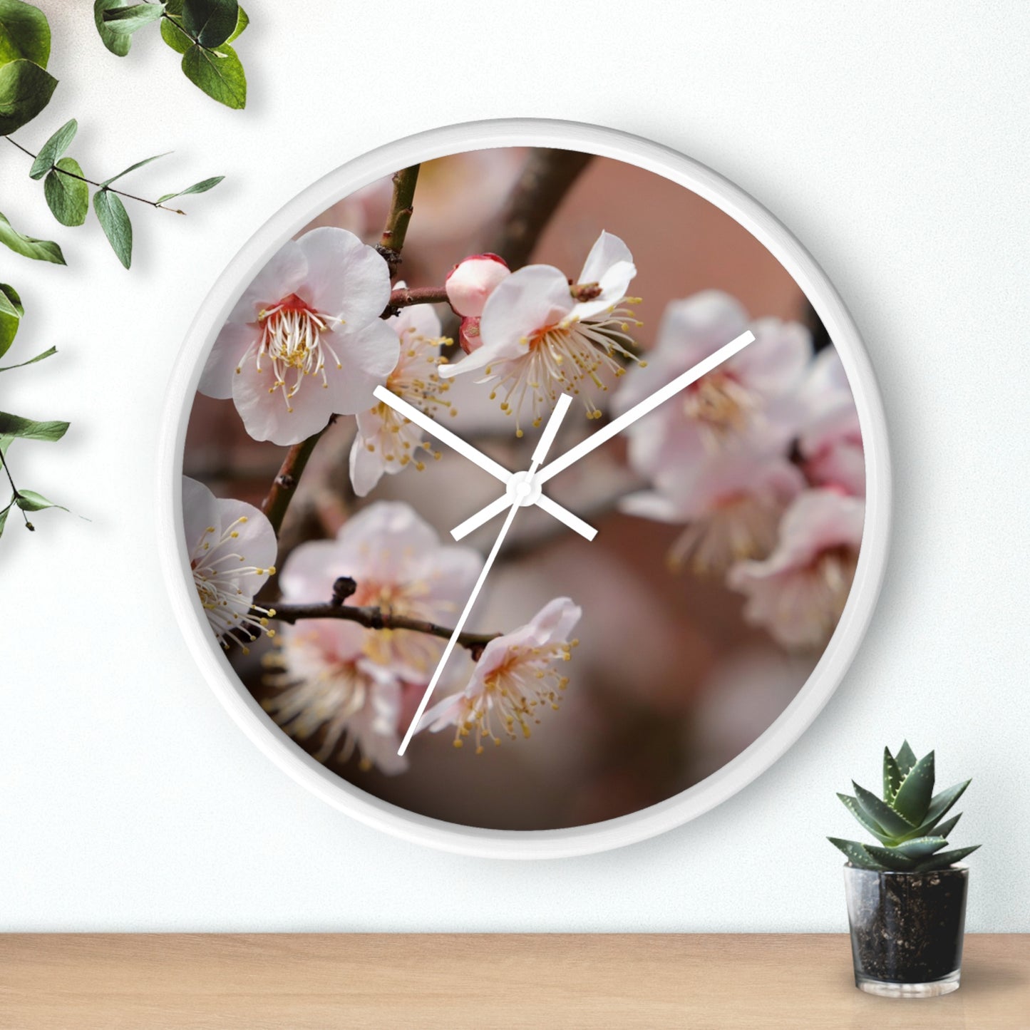 Elegant Floral Wall Clock, Spring Decor, Home Office Accessory