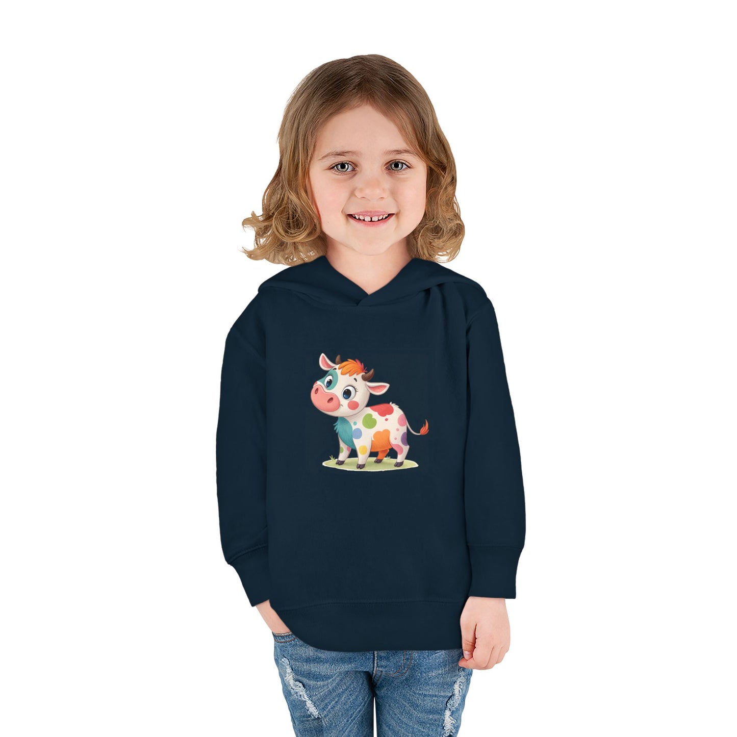 Cute Cow Toddler Pullover Fleece Hoodie, Kids' Hoodie, Animal Hoodie, Cozy Kids Apparel, Fun Gifts for Toddlers, Birthday Gift