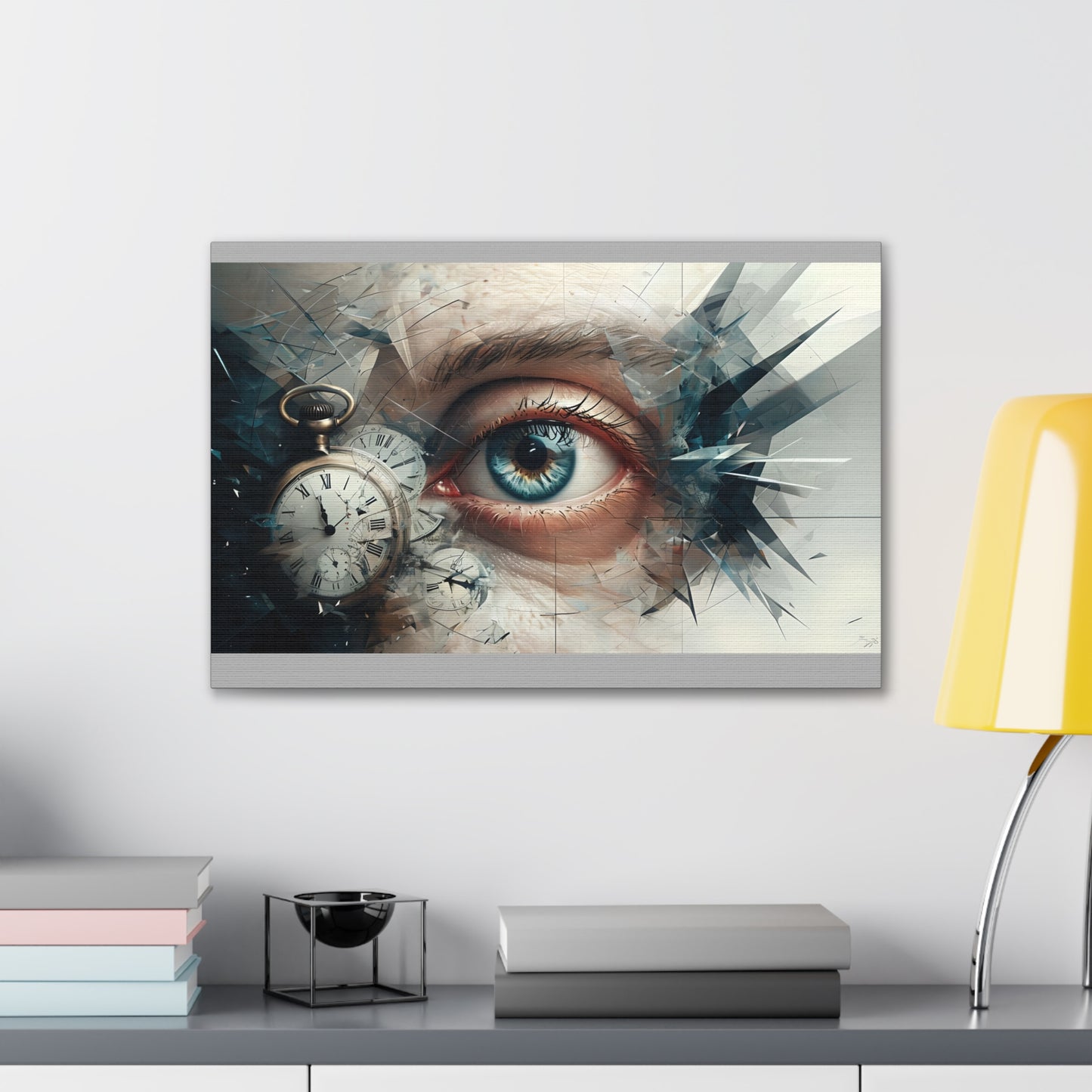 Surreal Canvas Wall Art, Eye with Vintage Clock