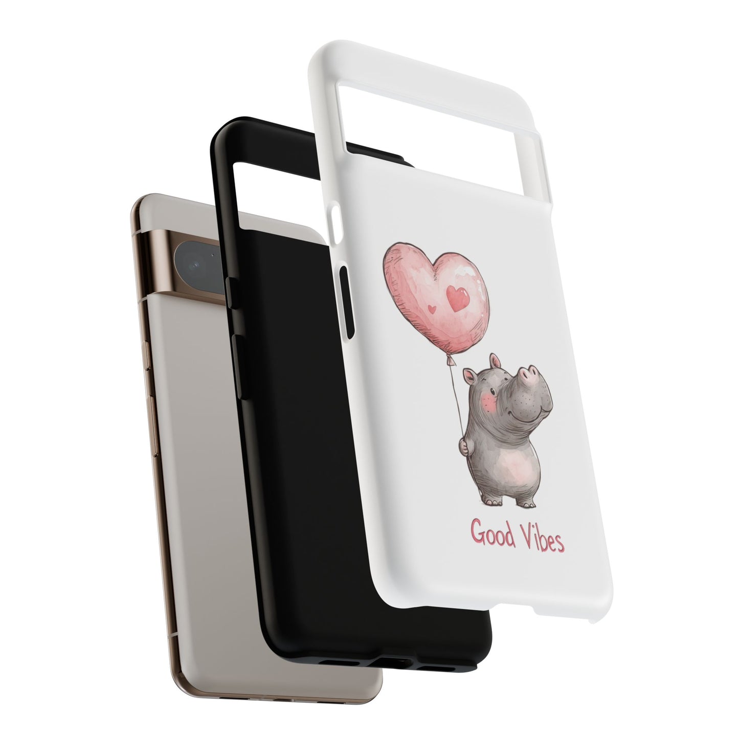 Cute Hippo Phone Case - Good Vibes Design, Animal Lover Gift, Fun Accessory, Birthday Present, Phone Accessories