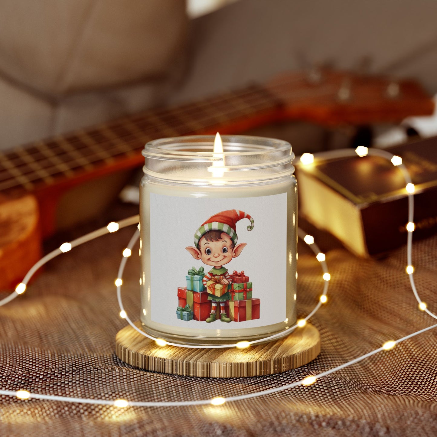 Festive Elf Scented Candle, Cheerful Holiday Decor, Perfect Gift for Christmas, Seasonal Home Fragrance, Joyful Aromatherapy