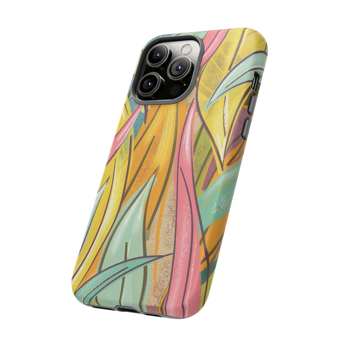 Vibrant Phone Case with Colorful Leaf Design, Tough Cases for Nature Lovers, Eco-Friendly Gift, Summer Vibes, Floral Phone Cover