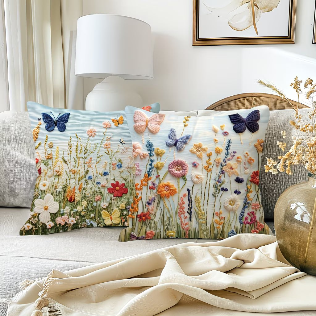 FLASH DEAL - Get them while they last. Set Of 4, Short Plush Butterfly Floral Throw Pillow Covers