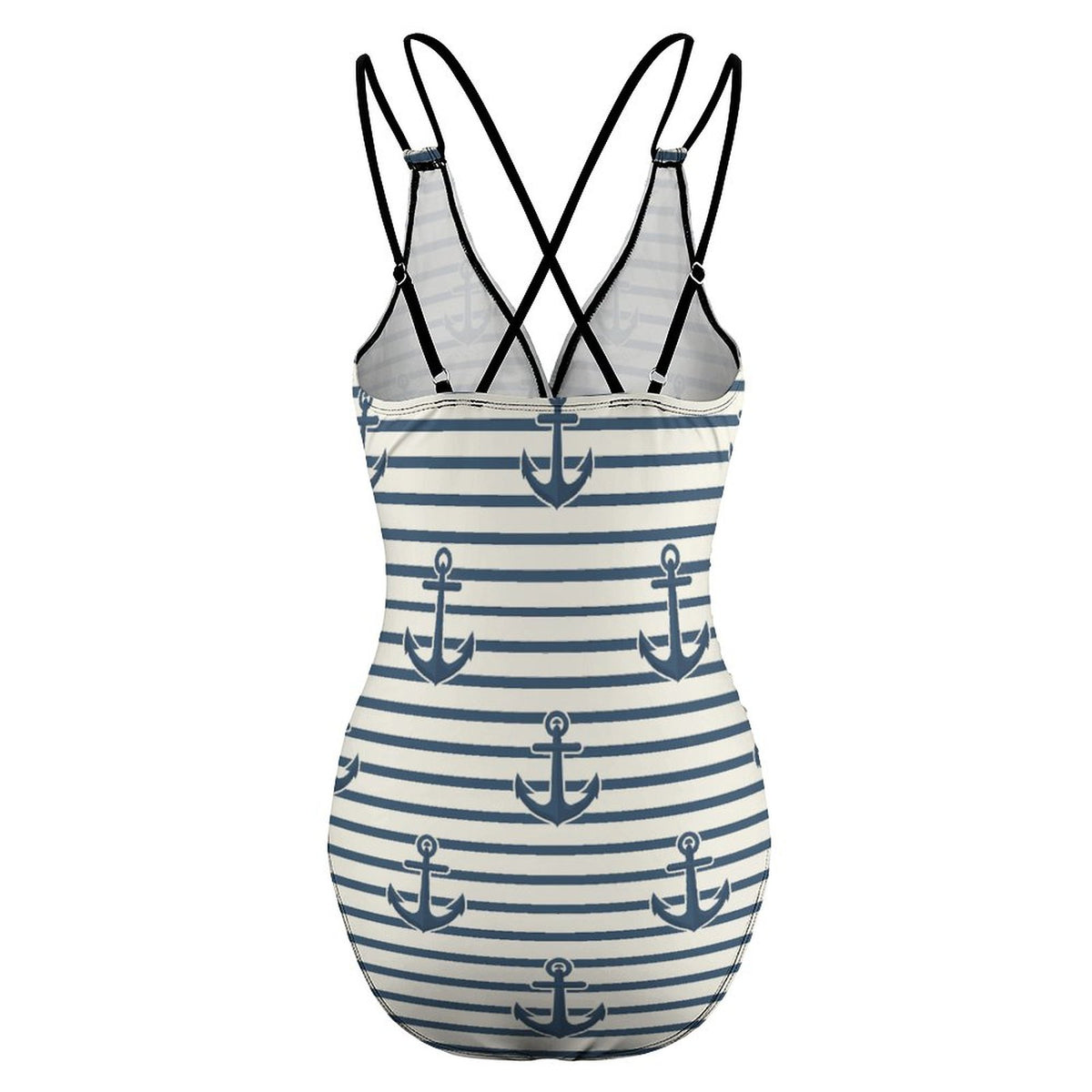 Women's One Piece Swimsuit Tummy Control V Neck Swimwear Anchors
