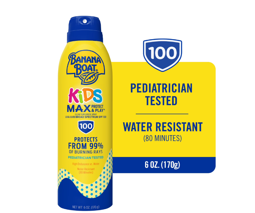Banana Boat Kids Max Protect & Play Sunscreen Spray SPF 100, Kids Sunscreen Spray, Sunblock, 6 oz