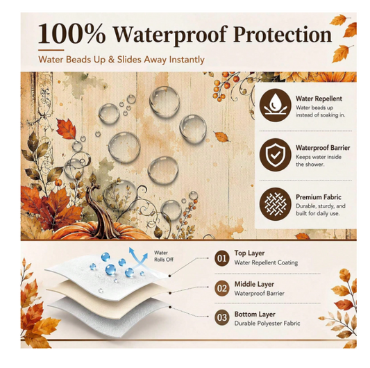 Vintage Fall Pumpkin Shower Curtain, Rustic Farmhouse, 72 X 72 In