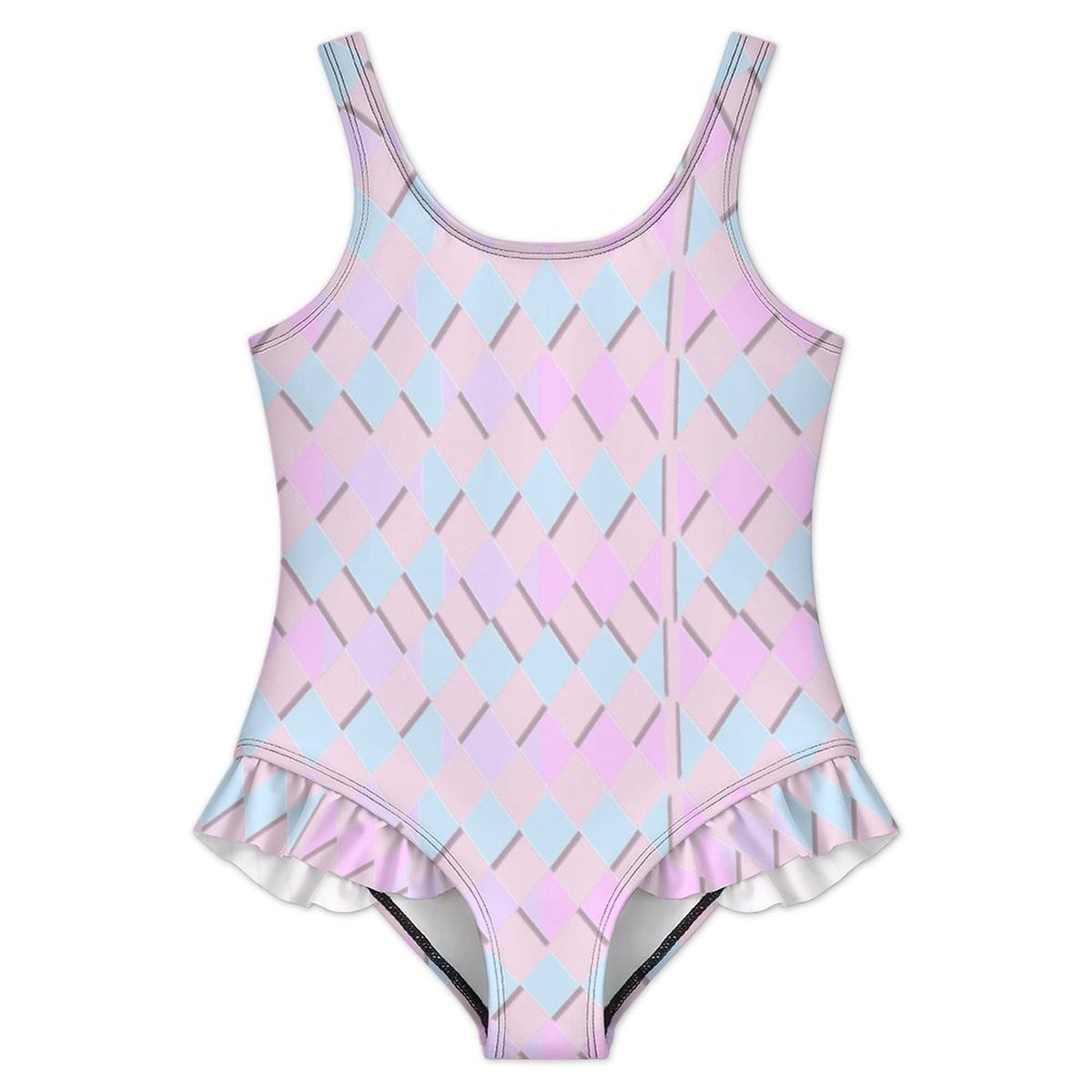Girls Ruffle Trim One Piece Swimwear