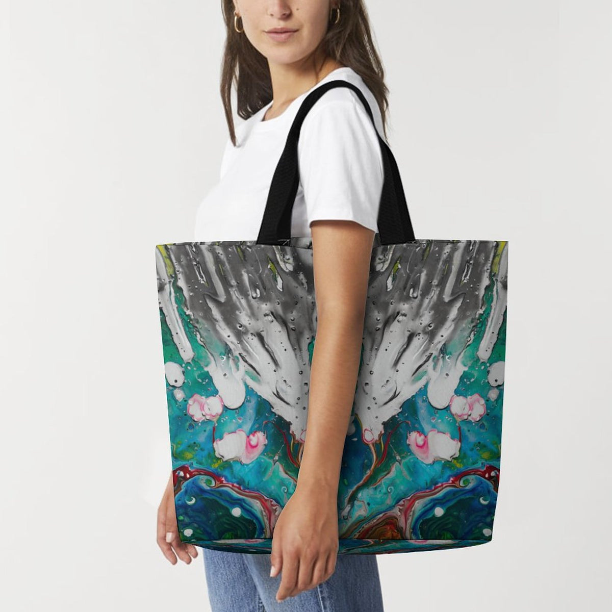 Large One Shoulder Shopping Bag Multicolor