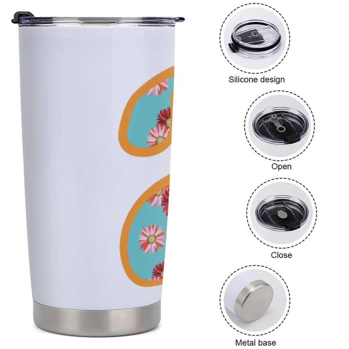 Car Travel Coffee Mug with Lid - Letter A