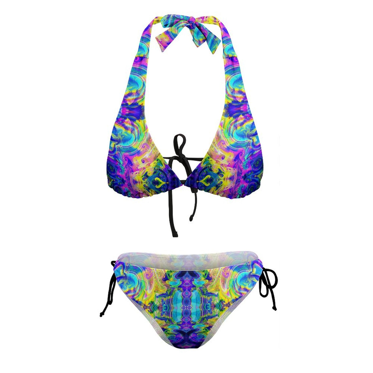 Two Piece Halter Swimsuit Vibrant Colors