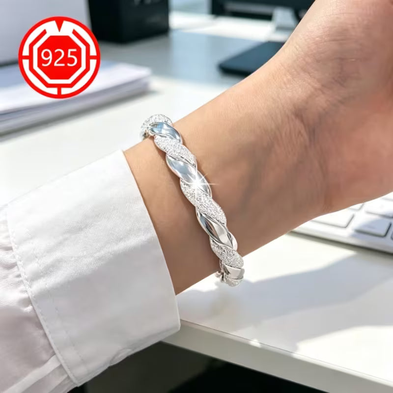 925 Silver Twisted Bangle Bracelet