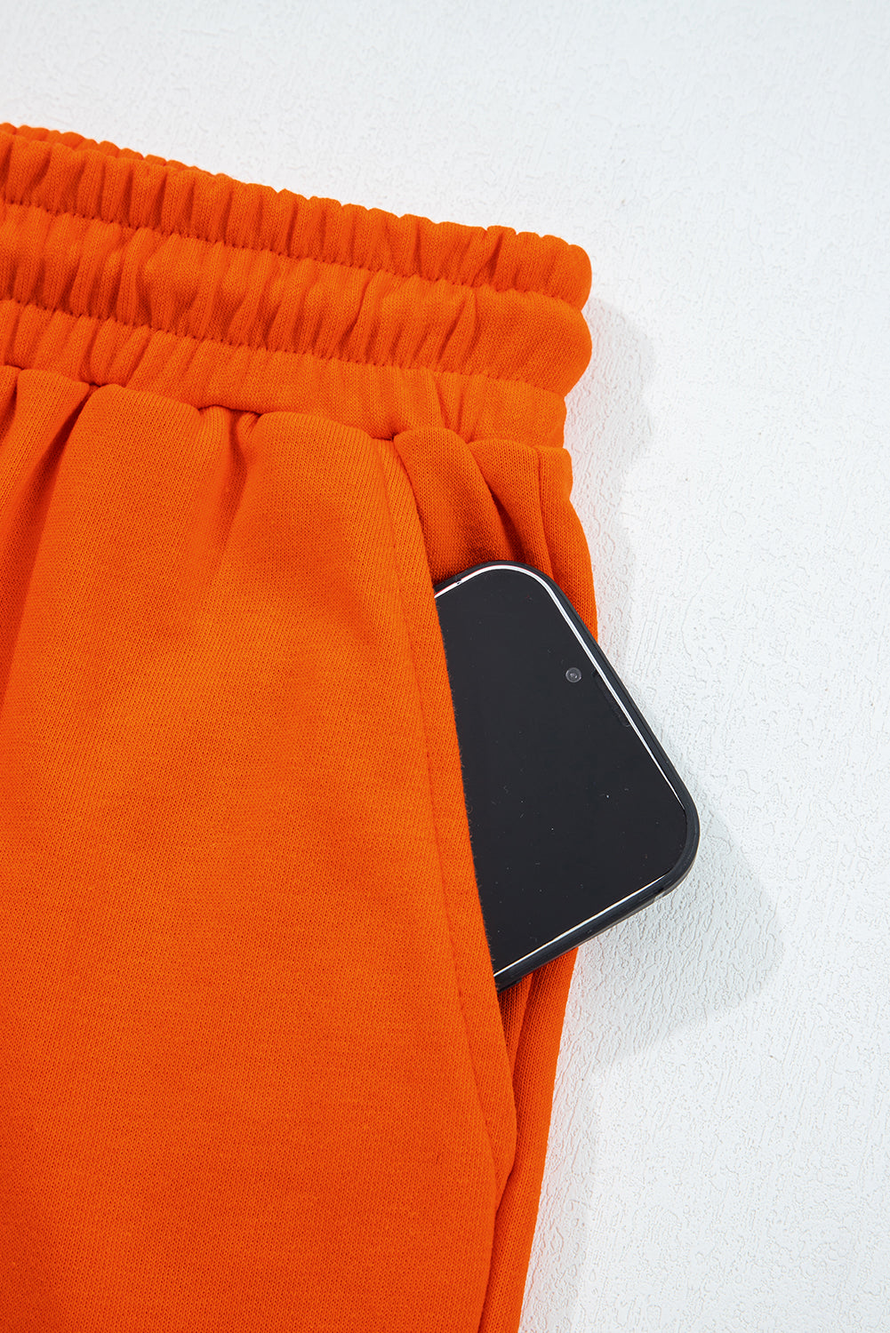 Orange Varsity Striped Sleeve Drop Shoulder Sweatshirt and Short Set