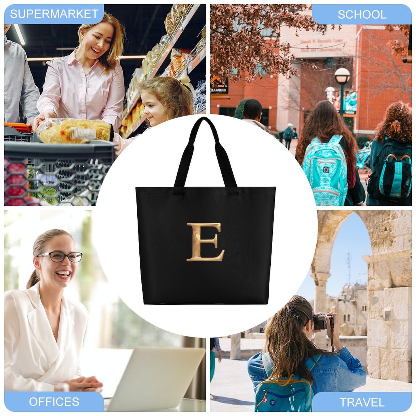 Large One Shoulder Shopping Bag Gold E