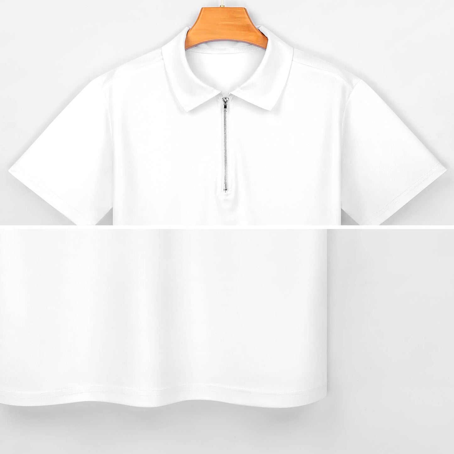 Cotton Zip Short Sleeve POLO Shirt for Men