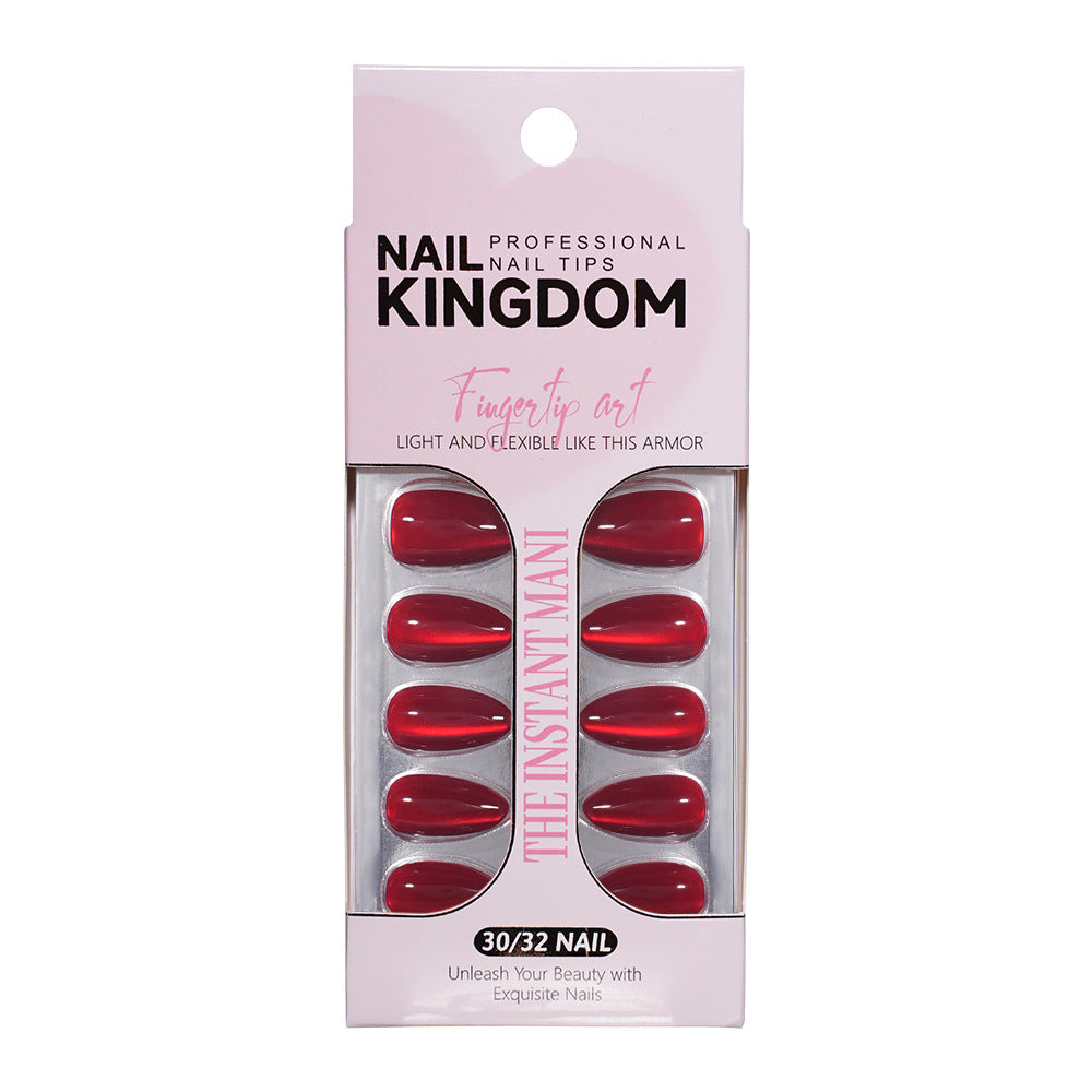 "Cherry Red Cat Eye" - Vibrant 32Pcs Press-On Nails Set – Image 5