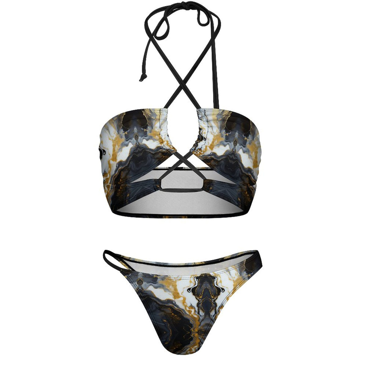 Black Marble Bikini Swimsuit