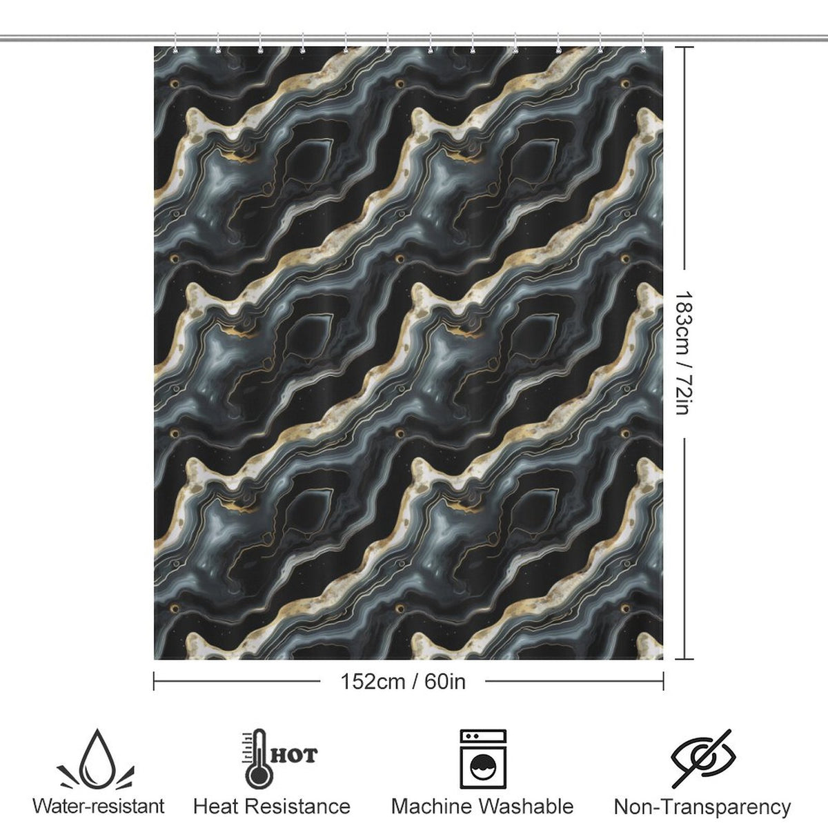 Black Marble Shower Curtain