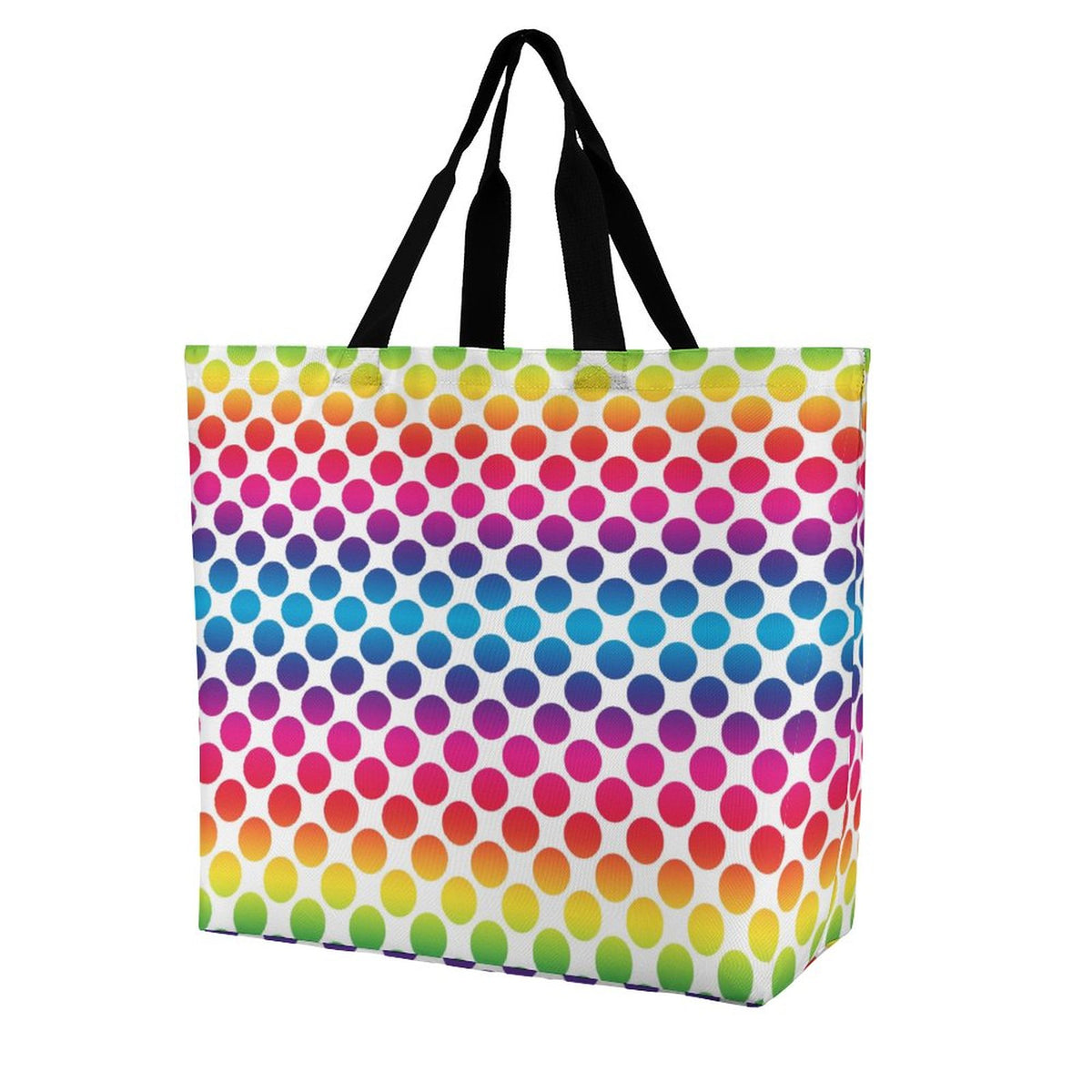 Large One Shoulder Shopping Bag Rainbow Dots