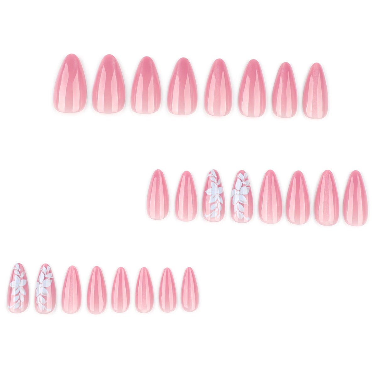 Fresh leaves flowers cat eyes sparkling almonds press-on nails – Image 2