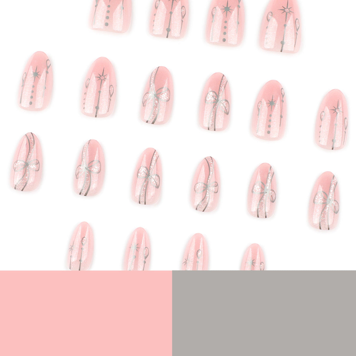 Bohemian short almond light pink press-on nails – Image 4