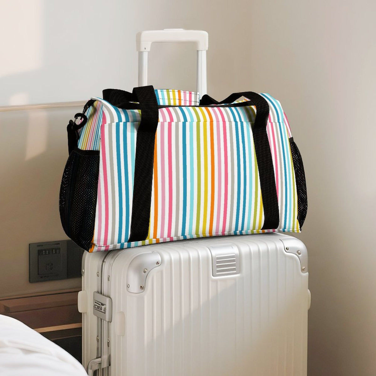 Travel Duffel Bag - Rainbow striped