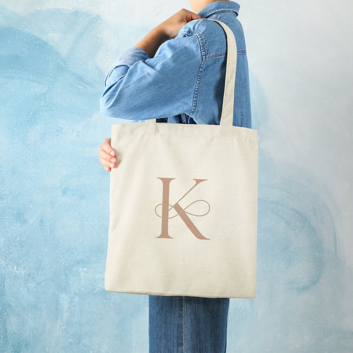 Canvas Tote Bag-13.4"x15.8"/34x40cm - Letter K