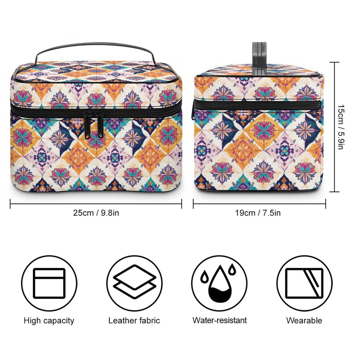 Make-up bag with Lychee pattern PU material