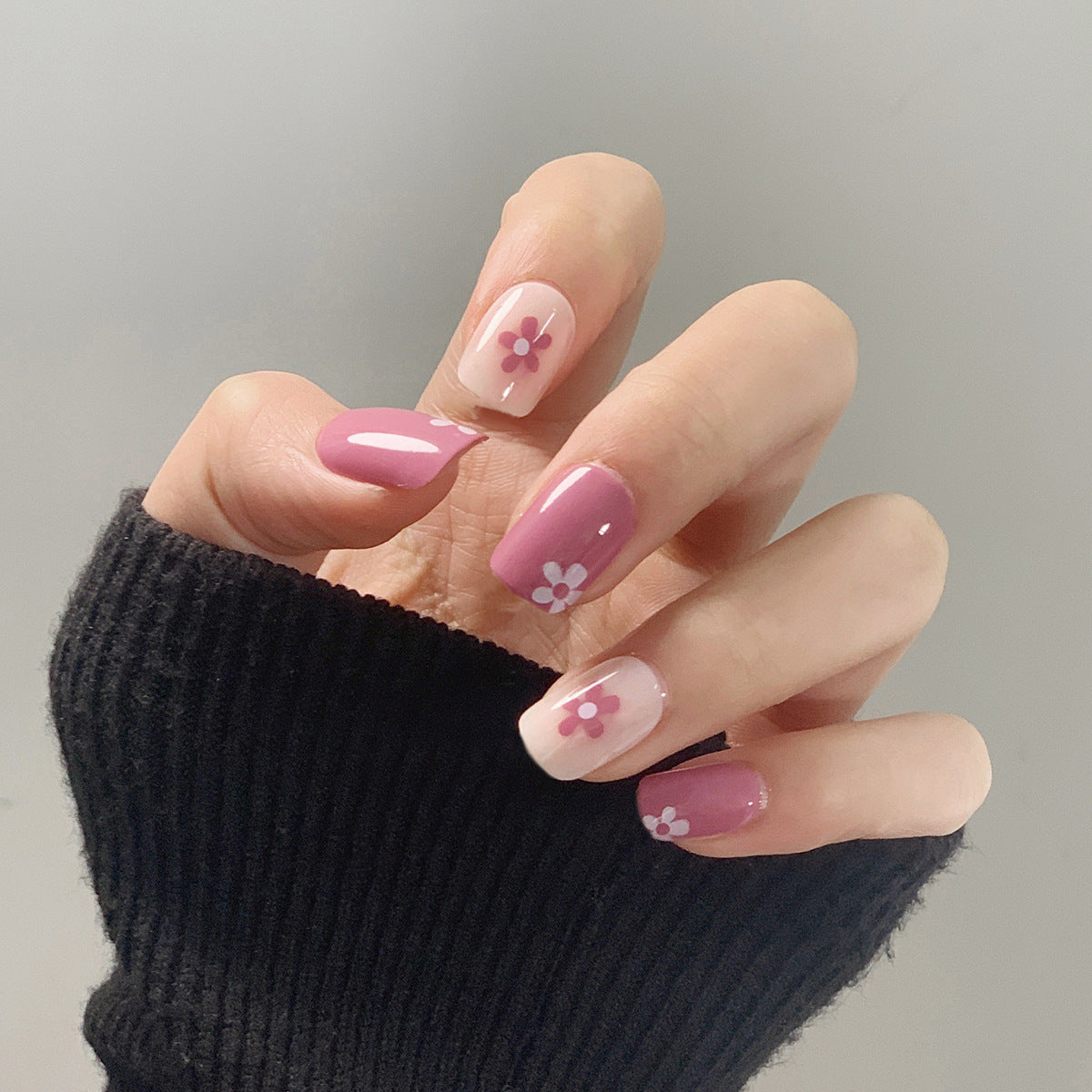 Roland Purple Flower Wear Nail Art Finished Fake Nail Nail Patch Nail Patch Soft Nail Removable Nail Patch 365nails