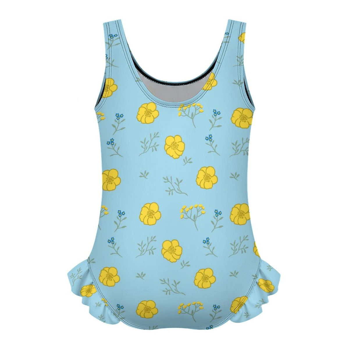 Girls Ruffle Trim One Piece Swimwear