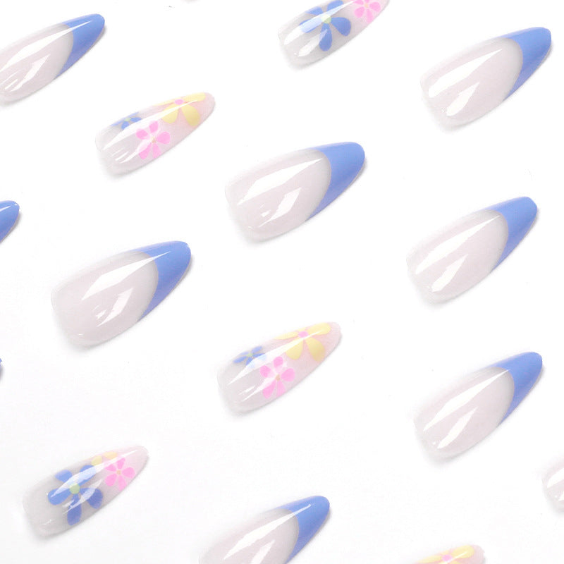 Blue Edge French Simple Flower Press on nails Wholesale Press on nails Nail Nail Nail 365nails – Image 3